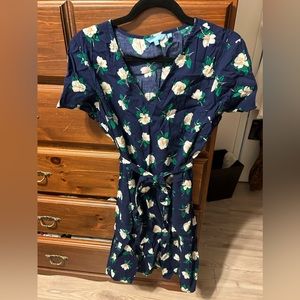 Draper James Magnolia Cotton Shirt Dress With Tie